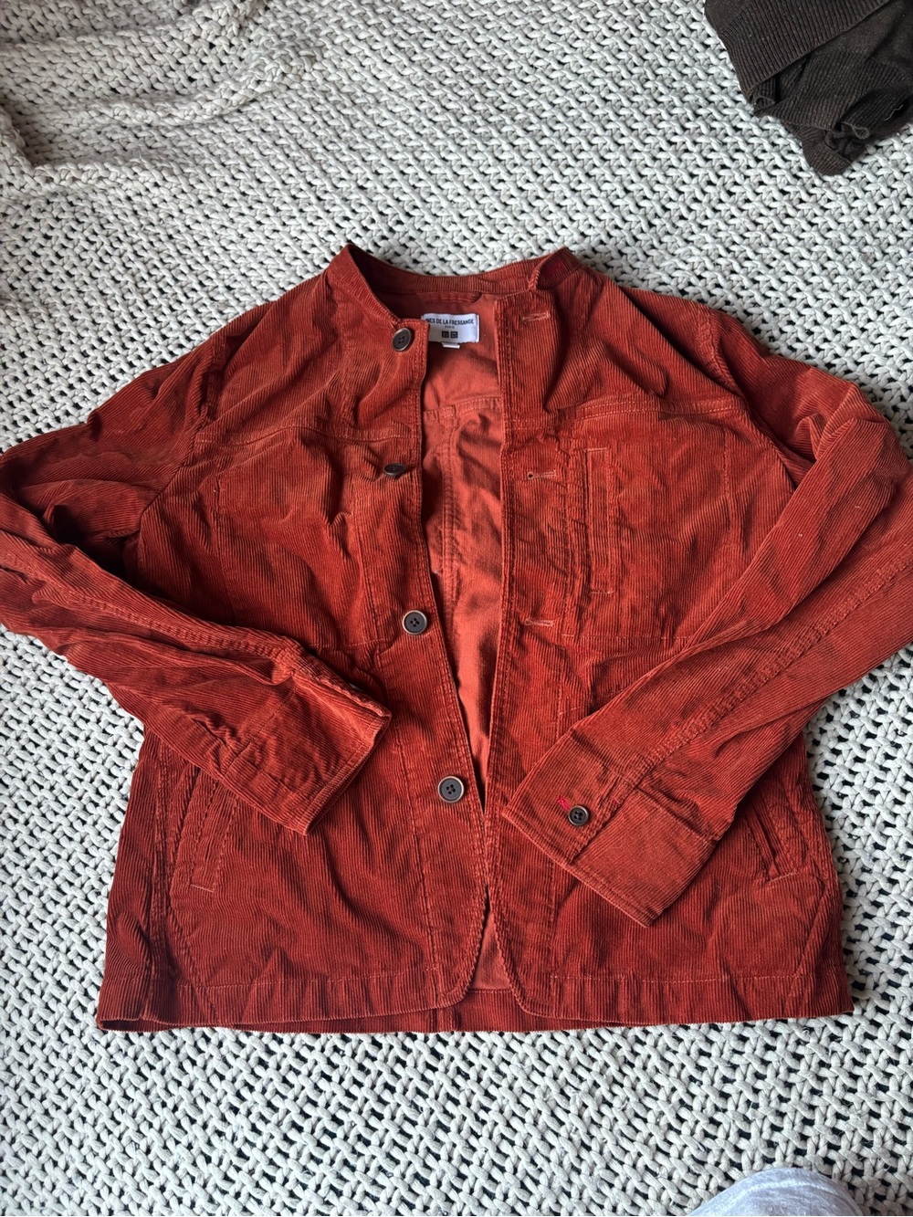 Fall Rust Corduroy Button Jacket - Casual Lightweight Coat